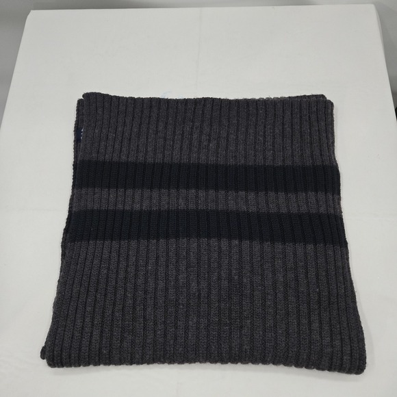 Gap Men's Scarf Dark Gray & Black Striped One Size 15x60 Vintage - Picture 1 of 3